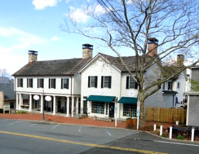Shop and street and tree in Basking Ridge New Jersey photo