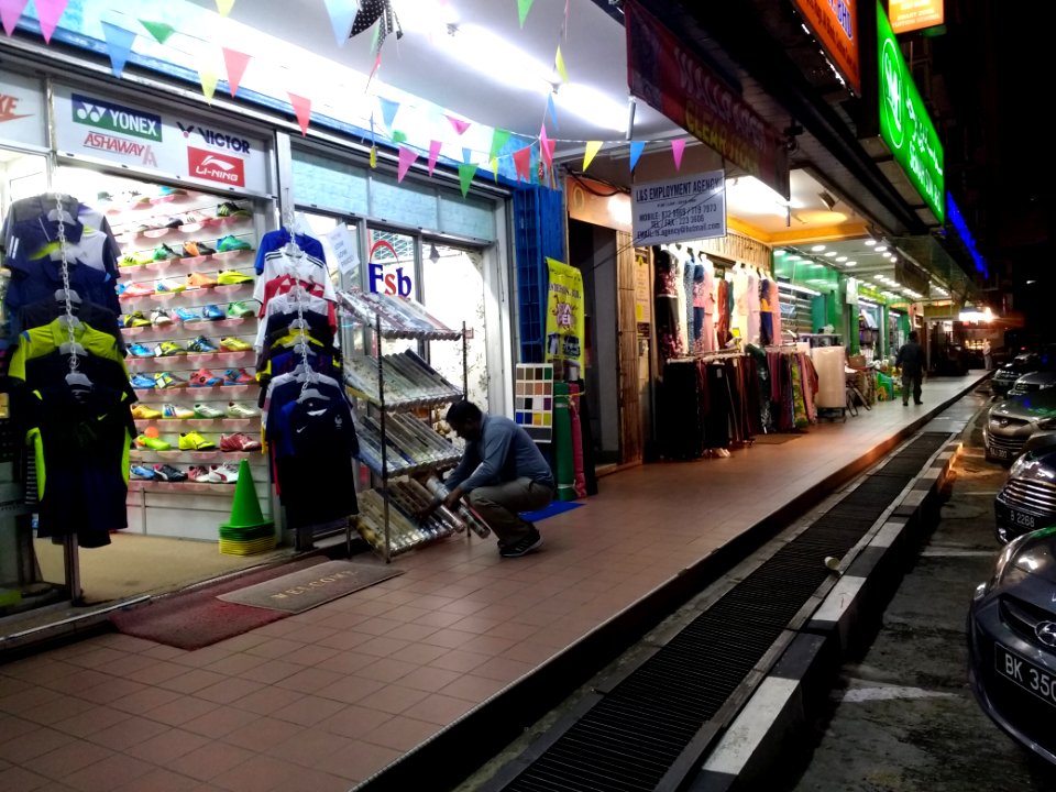 Shops in Kiulap at night