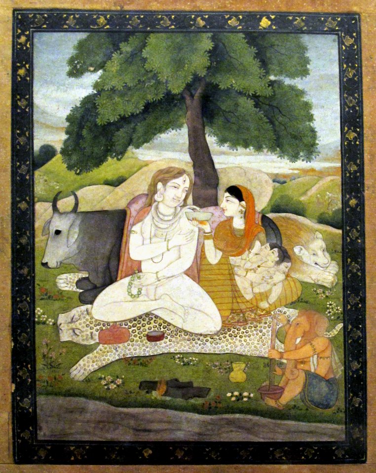 Shiva and his family, Pahari, Late 18th cent