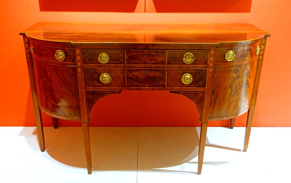 Sideboard by John and Thomas Seymour, c. 1795-1800, mahogany, other woods - Portland Museum of Art - Portland, Maine - DSC04377