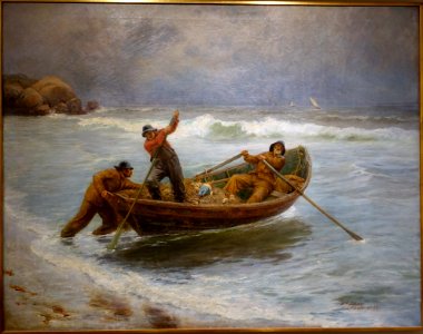 Shoving Off by Augustus W. Buhler, c. 1907, oil on canvas - Cape Ann Museum - Gloucester, MA - DSC01369