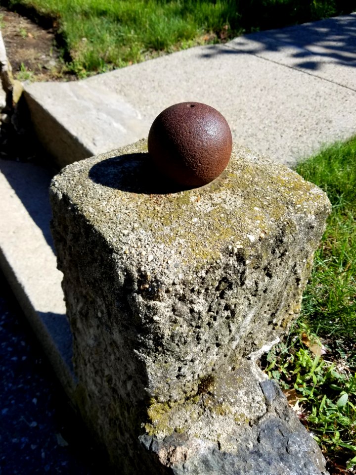 Sidewalk post with ball - Arlington, MA