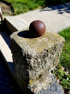 Sidewalk post with ball - Arlington, MA