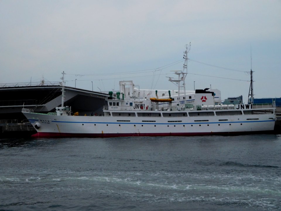 Side view of Shin-Oita maru a fishery training vessel of Oita Prefectual Board of Education at Yokohama Osanbashi 20180512