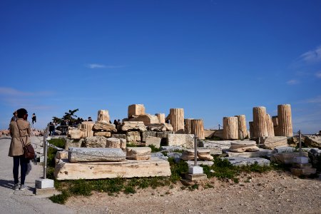 Sideview of the Temple of Rome and Augustus (Acropolis of Athens) on March 5, 2020