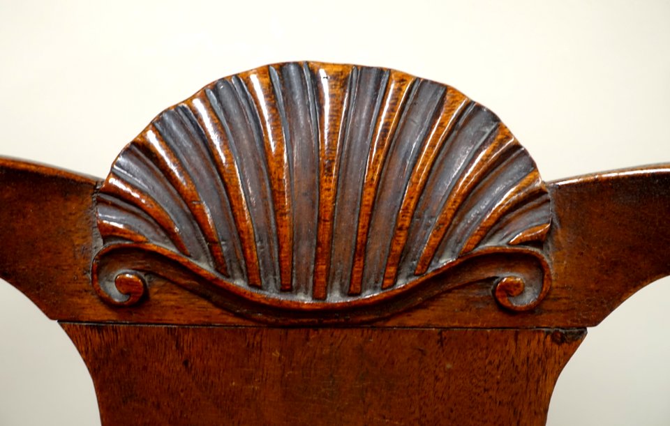 Side chairs, set of two, Queen Anne style, New England, 1740-1760, detail - Dedham Historical Society - Dedham Massachusetts - DSC04173