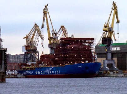 Sibir (Project 22220 nuclear-powered icebreaker) in December 2018. Baltic Shipyard, St. Petersburg