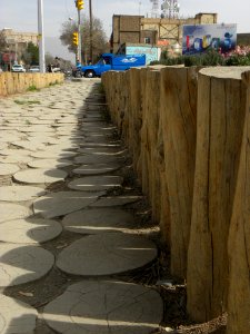 Sidewalk,Wooden pavement,Flowers 02