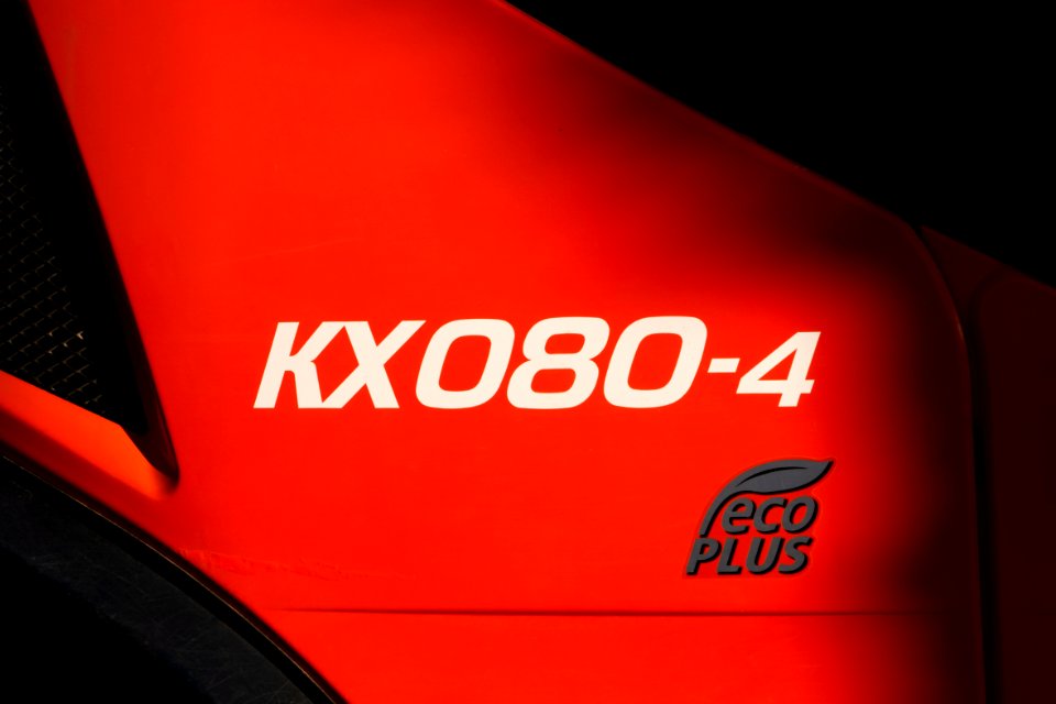 Side of a Kubota KX080-4 excavator