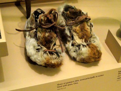 Shoes, guanaco skin, Selknam people (Ona) - South American objects in the American Museum of Natural History - DSC06055