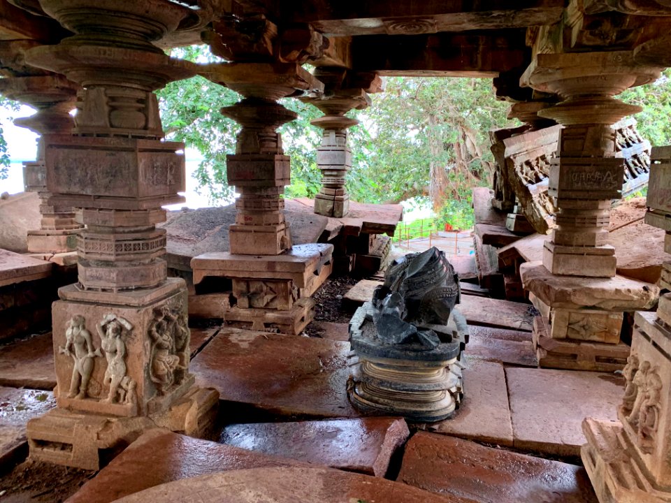 Shiva temple ruins, Palampet lake bund east, Telangana India - 30