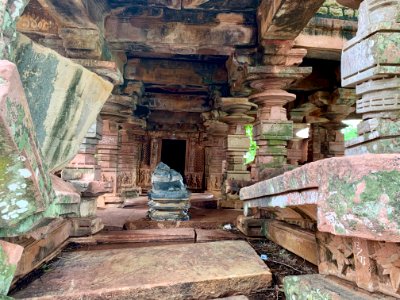 Shiva temple ruins, Palampet lake bund east, Telangana India - 06 photo
