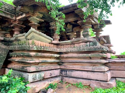 Shiva temple ruins, Palampet lake bund east, Telangana India - 37
