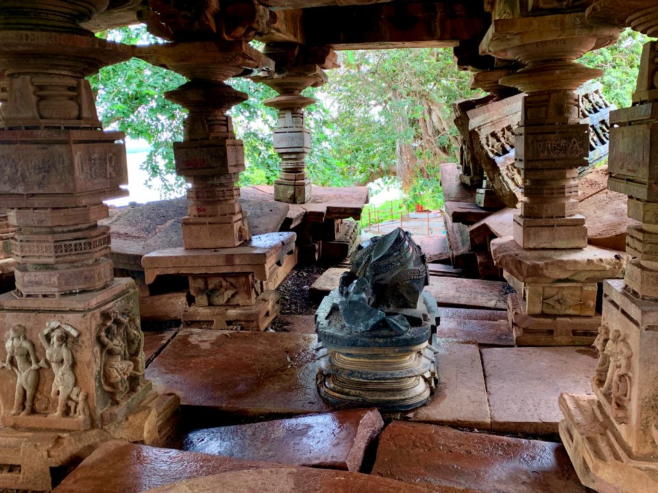 Shiva temple ruins, Palampet lake bund east, Telangana India - 32