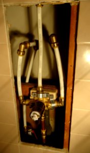 Shower project new diverter valve plus PEX pipes attached photo