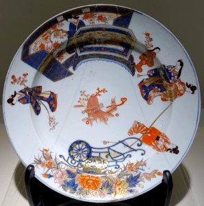 Shallow bowl with genre scene, Japan, Arita, Edo period, 1700-1740s AD, enamelled Imari ware - Matsuoka Museum of Art - Tokyo, Japan - DSC07218
