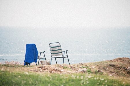 Beach chair sea photo