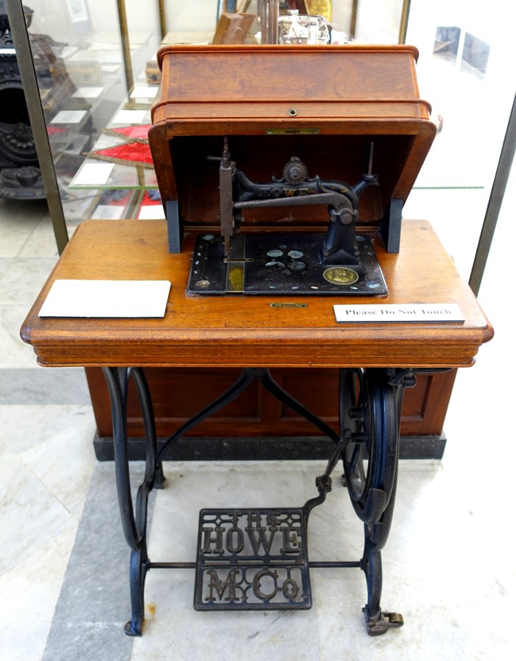 Sewing machine, The Howe Machine Company, Bridgeport CT, c. 1870, cast iron, steel, wood - Bennington Museum - Bennington, VT - DSC08590