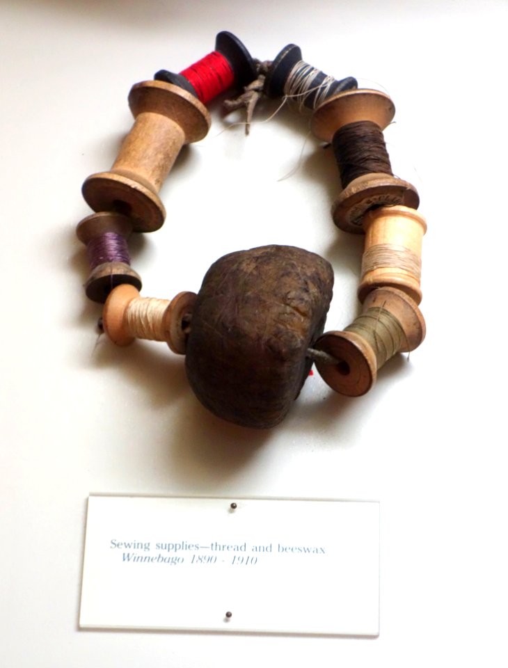 Sewing supplies, Winnebago, 1890-1910, thread and beeswax - Wisconsin Historical Museum - DSC02917