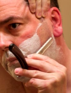Shaving with a Wacker straight razor