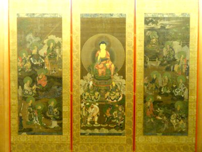 Shaka Triad with Sixteen Rakan, Muromachi period, first half of 15th century - Nelson-Atkins Museum of Art - DSC09087