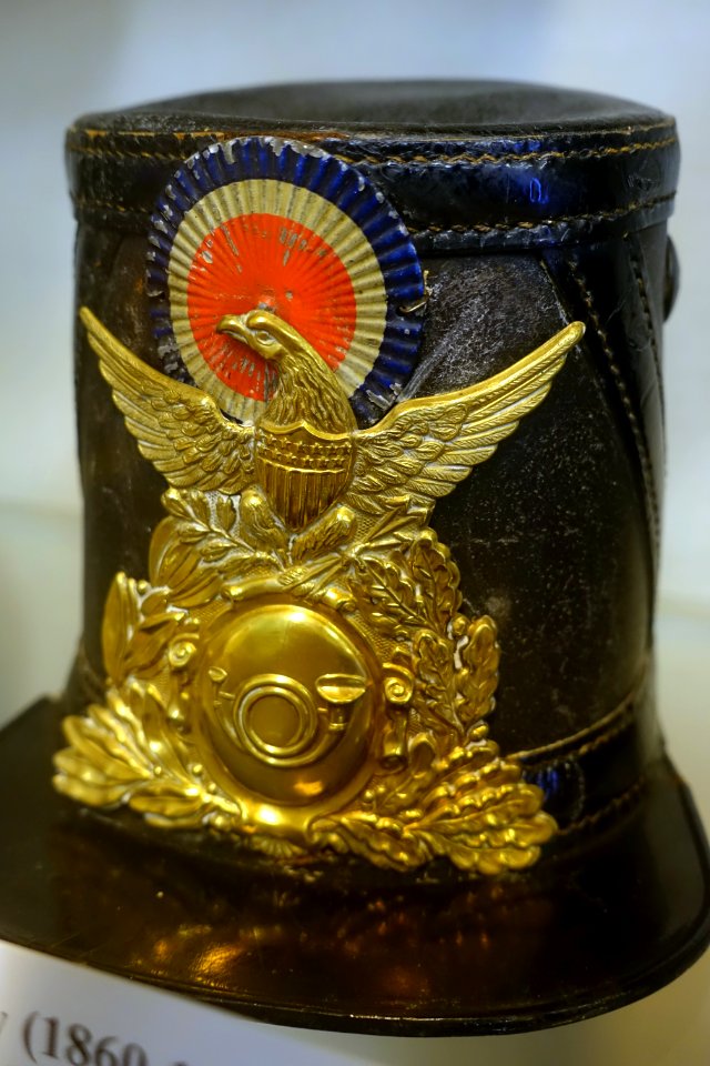Shako infantry hat, 1860-1870 - Old Colony History Museum - Taunton, Massachusetts - DSC03934