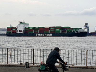 Ship at the entrance of Tokyo port