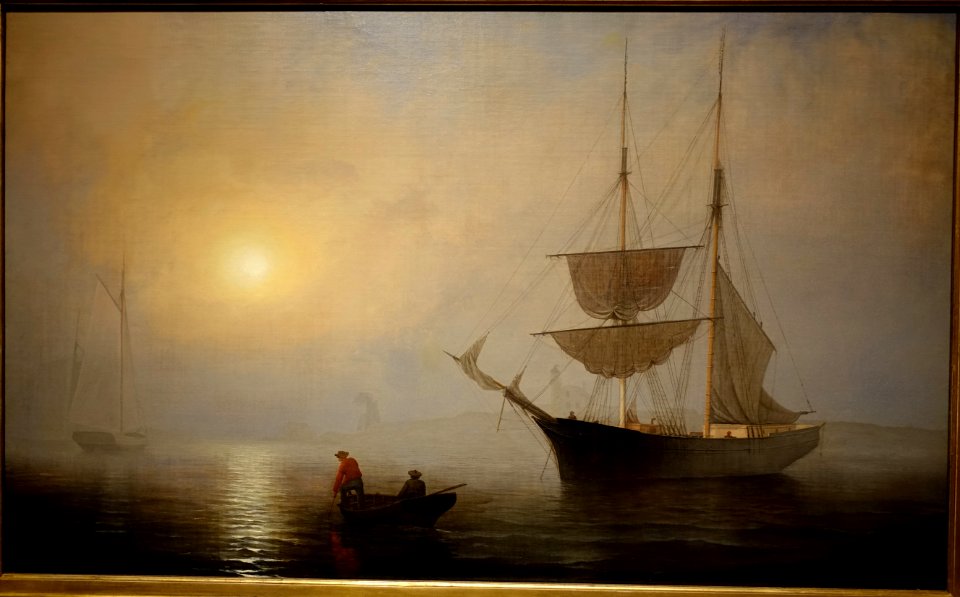 Ship in Fog, Gloucester Harbor, by Fitz Henry Lane, American, c. 1860, oil on canvas - Princeton University Art Museum - DSC06946