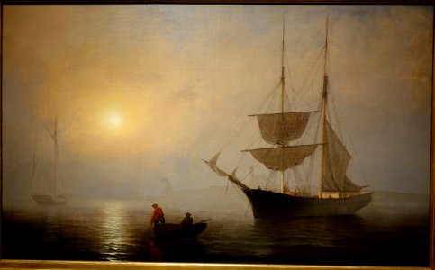 Ship in Fog, Gloucester Harbor, by Fitz Henry Lane, American, c. 1860, oil on canvas - Princeton University Art Museum - DSC06946
