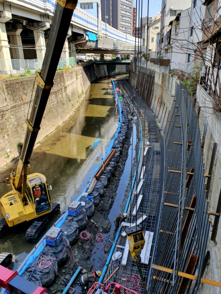 Shibuya River being made narrower 6