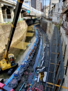 Shibuya River being made narrower 6