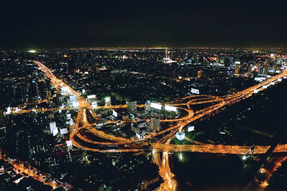 Aerial cityscape interstate