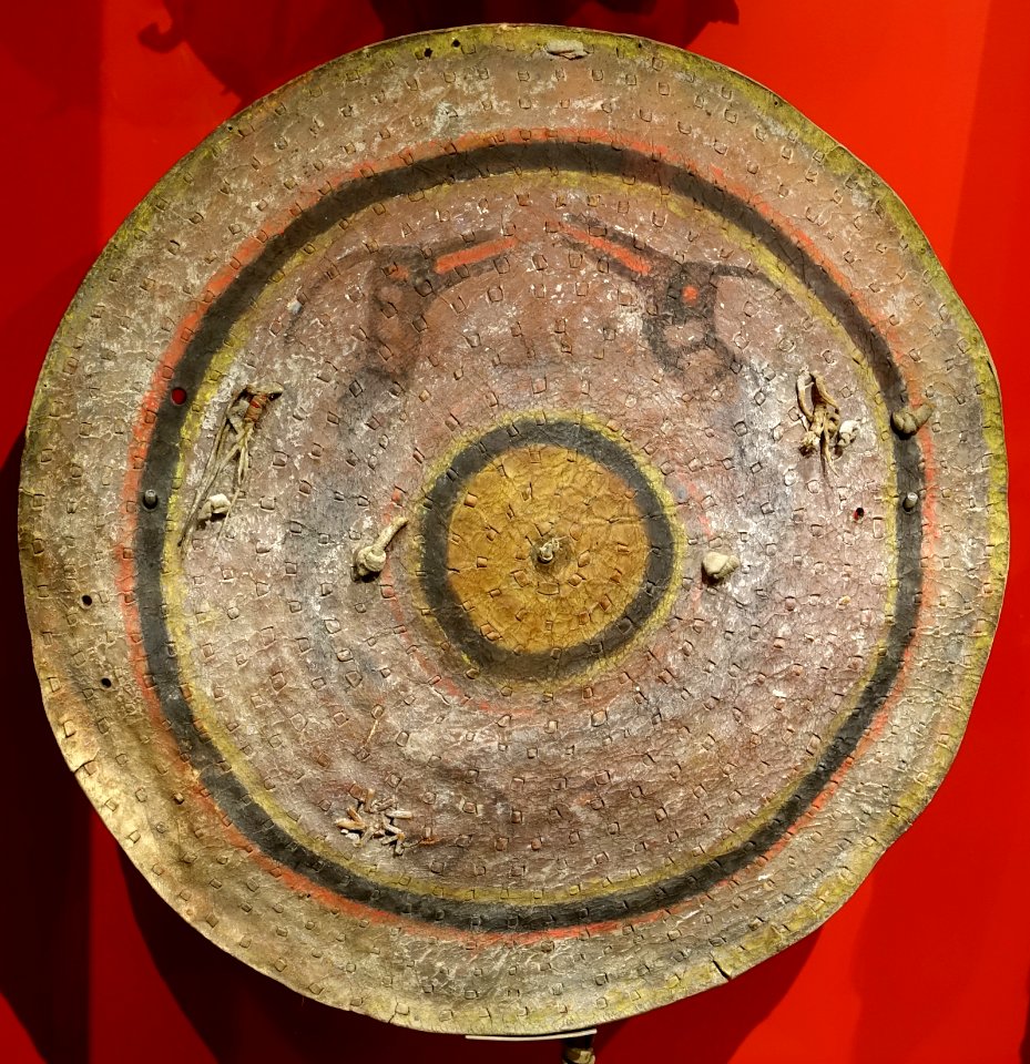 Shield, Santa Anna Pueblo, Rio Grande Valley, New Mexico, before 1915, probably bison hide - Peabody Museum, Harvard University - DSC05999