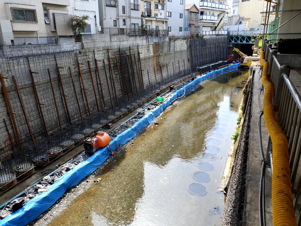Shibuya River being made narrower 4