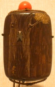 Shibata Zeshin, inro with firefly on tree, late Edo-early Meiji period, wood, lacquer and gold, HAA