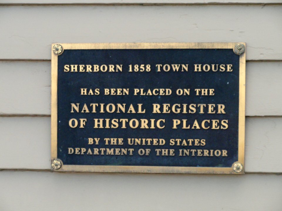 Sherborn 1858 Town House plaque - Sherborn, MA - DSC03030