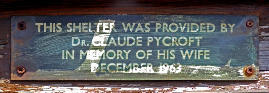 Shelter plaque, Gunters Lane, Bexhill