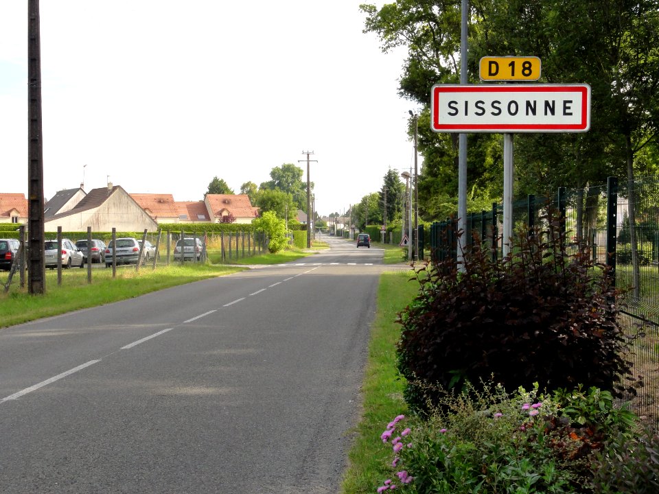 Sissonne (Aisne) city limit sign