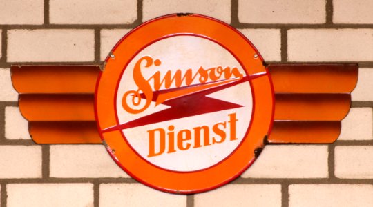 Simson Dienst enamel advert sign at the den hartog ford museum pic-069