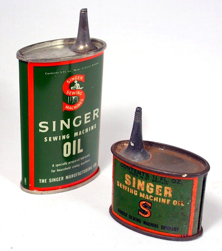 Singer sewing machine oil small and big tins, pic1