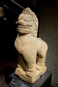 Singha (lion), Terrace of the Leper King, Cambodia, Angkor period, 1100s-1200s AD, sandstone - Tokyo National Museum - Tokyo, Japan - DSC08773