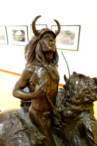 Sioux Indian Buffalo Dance by Solon H. Borglum, view 2, modeled 1902, bronze - New Britain Museum of American Art - DSC09032