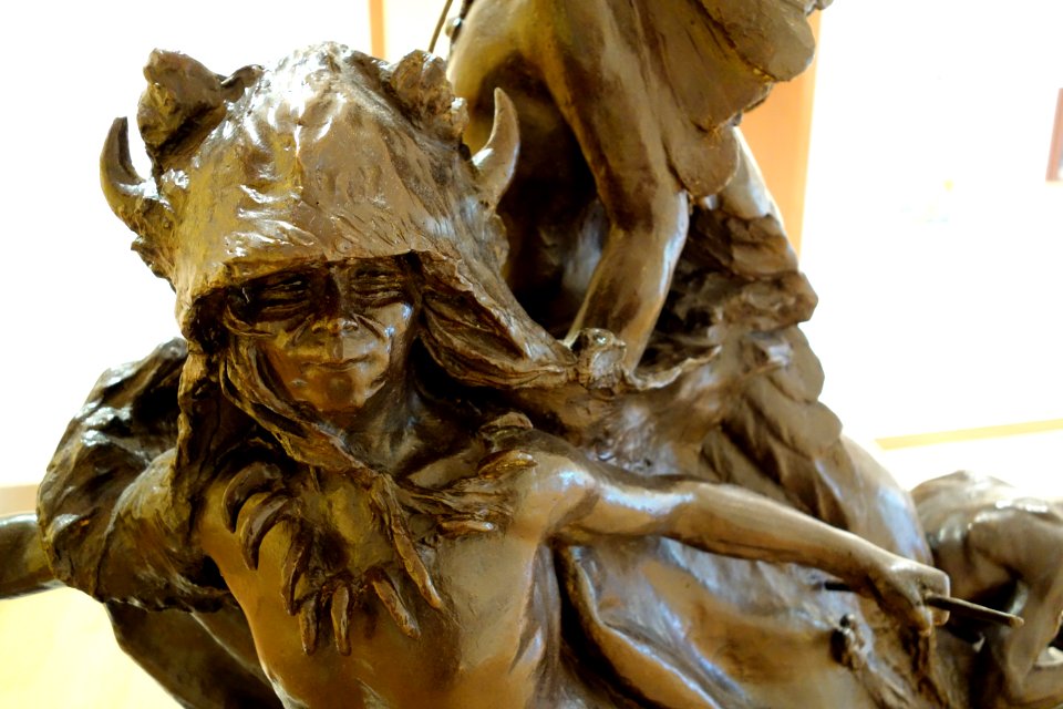 Sioux Indian Buffalo Dance by Solon H. Borglum, view 4, modeled 1902, bronze - New Britain Museum of American Art - DSC09038