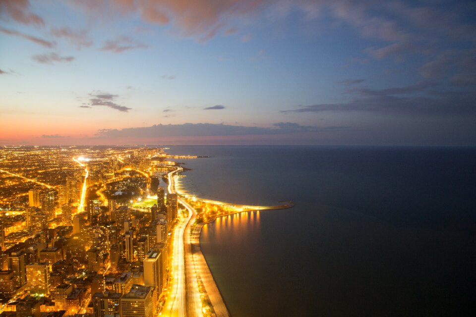 Skyline buildings aerial view