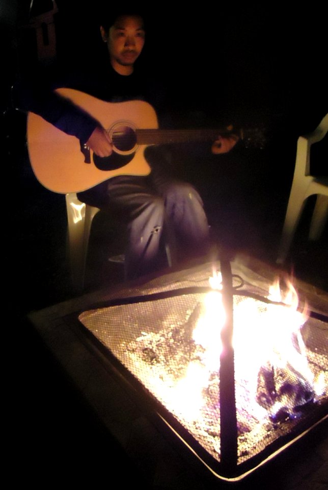 Singer-songwriter Emilio Basso at a fireside concert