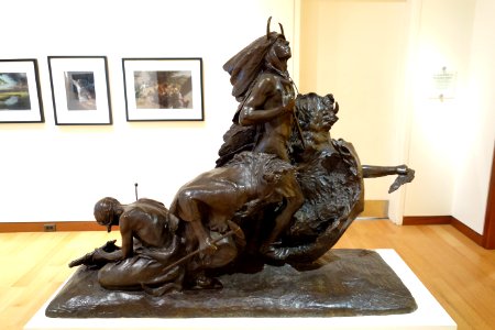 Sioux Indian Buffalo Dance by Solon H. Borglum, view 1, modeled 1902, bronze - New Britain Museum of American Art - DSC09031