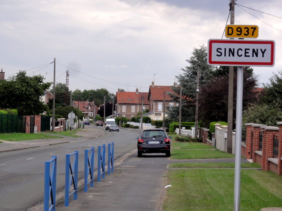 Sinceny (Aisne) city limit sign