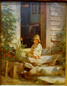 Sitting in the Sun, Germantown, by George Cochran Lambdin, 1862, oil on panel - Currier Museum of Art - Manchester, NH - DSC07522