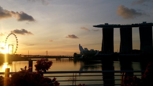 Singapore Flyer and Marina Bay Sands, Singapore, at sunrise - 20130901 photo