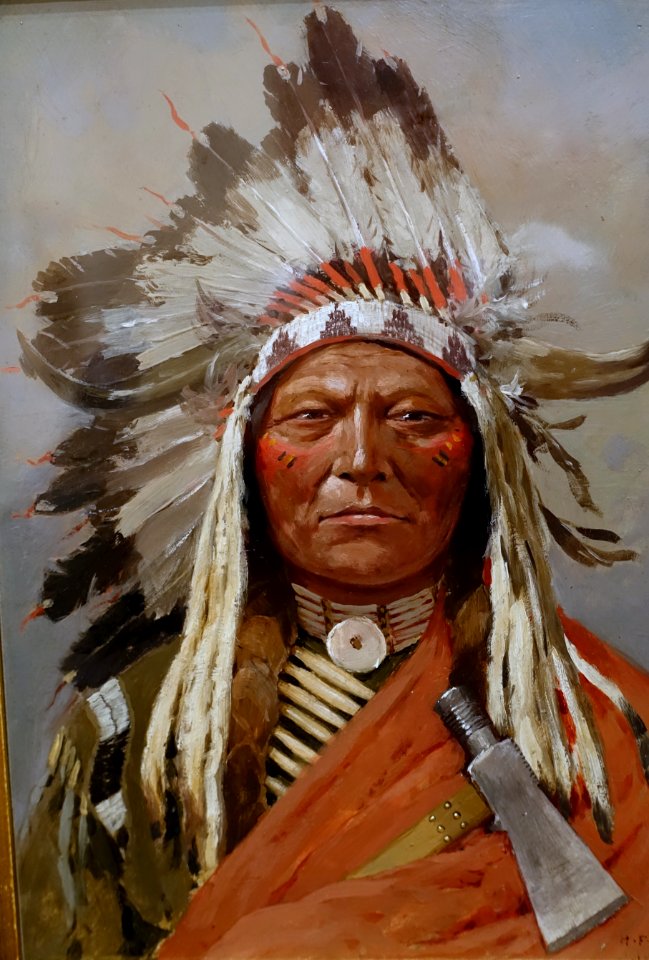 Sitting Bull by Henry Farny, 1899, oil on millboard - Blanton Museum of Art - Austin, Texas - DSC08200